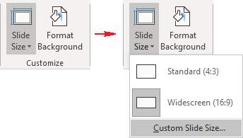 how to change powerpoint slide size default